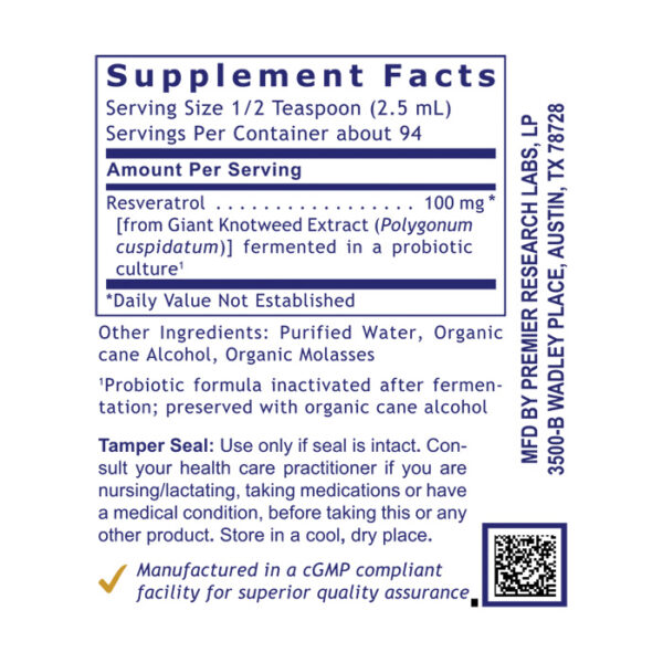 Premier Resveratrol 8oz Facts