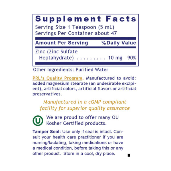 Premier Liquid Zinc Assay 8oz Facts