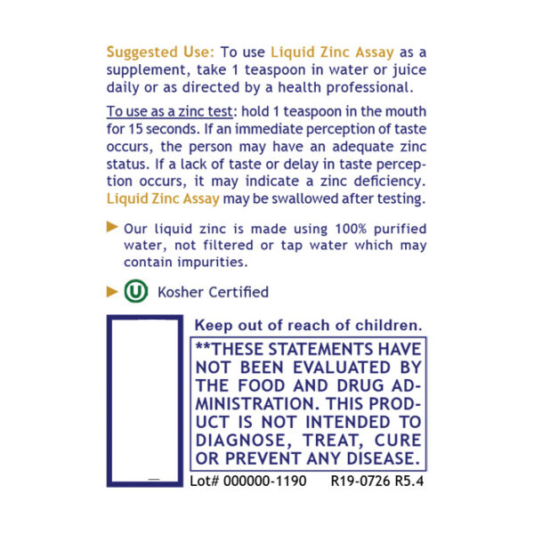 Premier Liquid Zinc Assay 8oz Usage